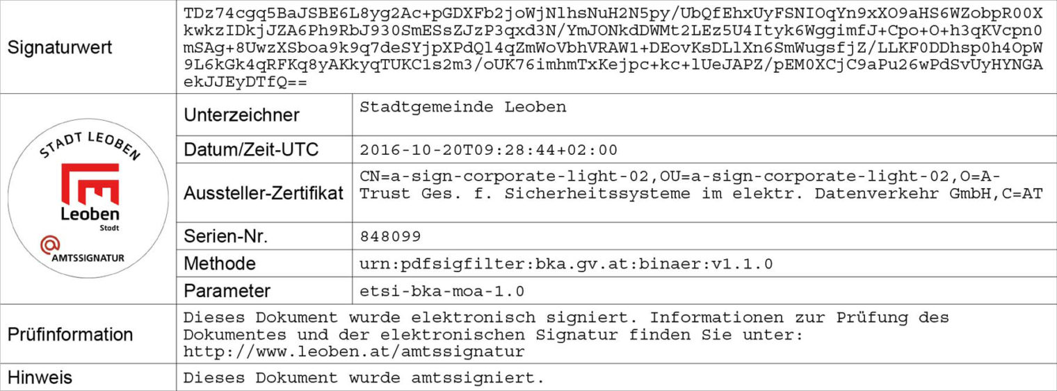 Darstellung der Amtssignatur der Stadt Leoben