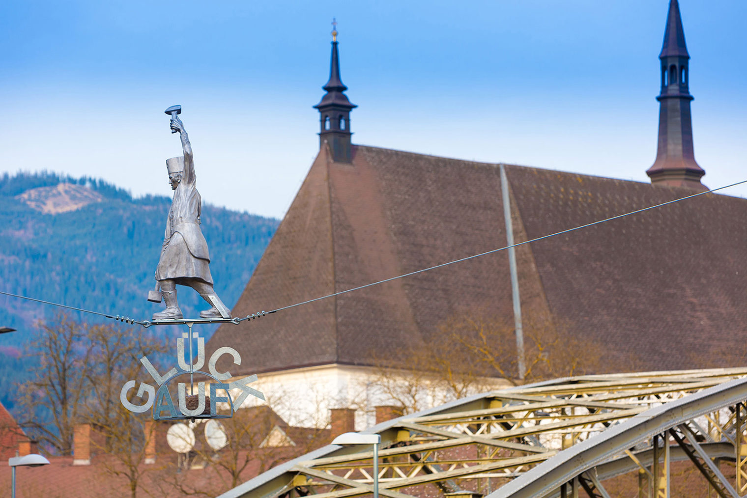 Nahaufnahme Seiltanzender Bergmann in Waasen